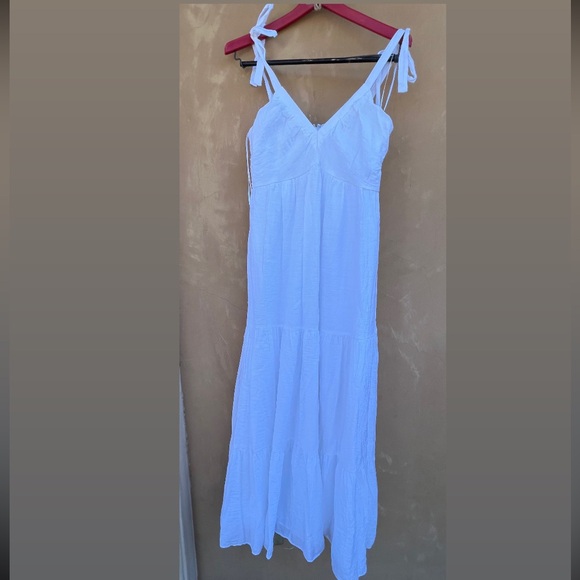 Express White Tie shoulder Tier Maxi Dress in Size Small - Picture 9 of 9